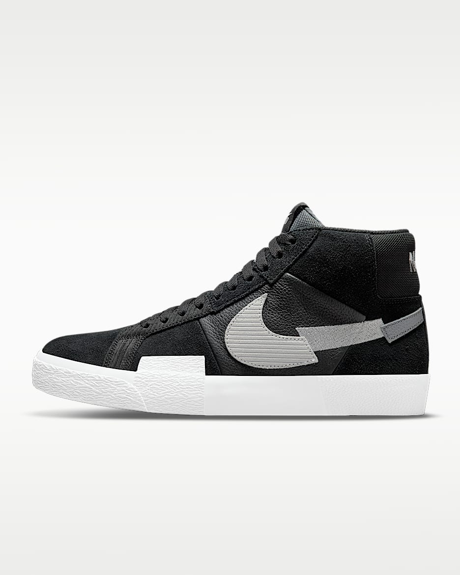 Nike SB Zoom Blazer Mid PRM 男/女滑板鞋 - 黑/狼灰/冷灰/白色