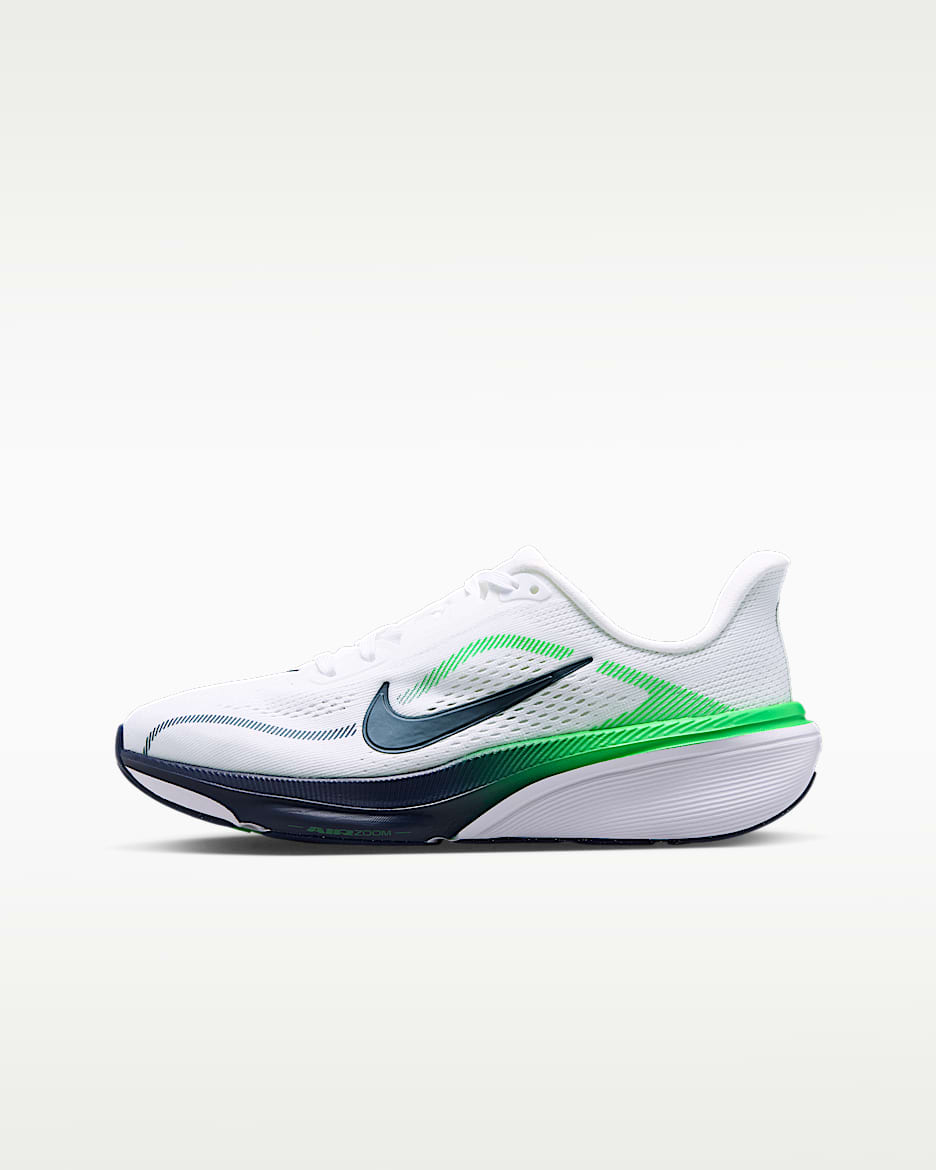 Nike Pegasus 42 耐克小飞马大童公路跑步鞋 - 白色/闪亮绿/深藏青