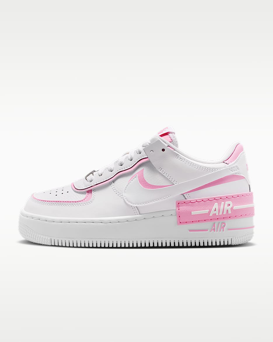 Nike Air Force 1 Shadow 女子空军一号运动鞋 - 白色/上升粉/金属银/白色