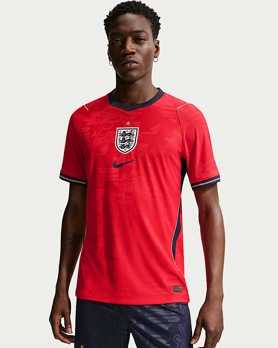 2026 赛季英格兰国家队客场球员版 Nike Aero-FIT 男子足球球衣 - 速度红/黑曜石色/白色/黑曜石色