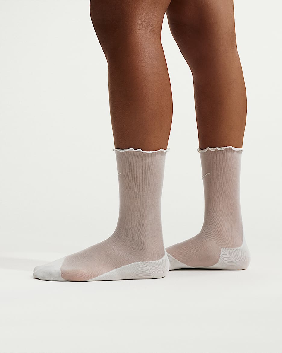 Nike Sheer 女子速干训练中筒薄纱袜(1 双) - 尘光子色/白色/尘光子色