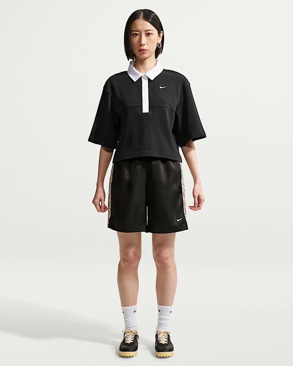 Nike Sportswear Chill Lace 女子宽松中腰短裤 - 黑/奶白 II/白色