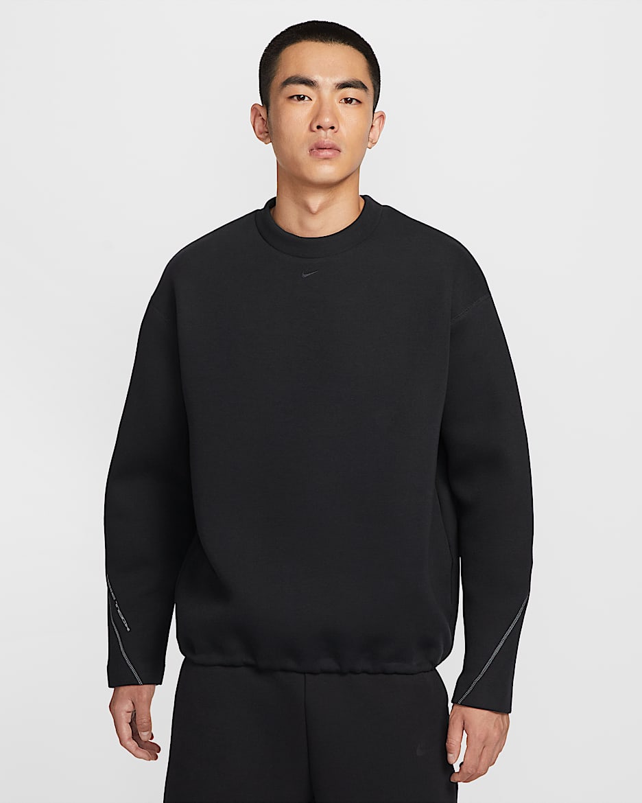 Nike Tech 男子针织宽松圆领上衣 - 黑/黑
