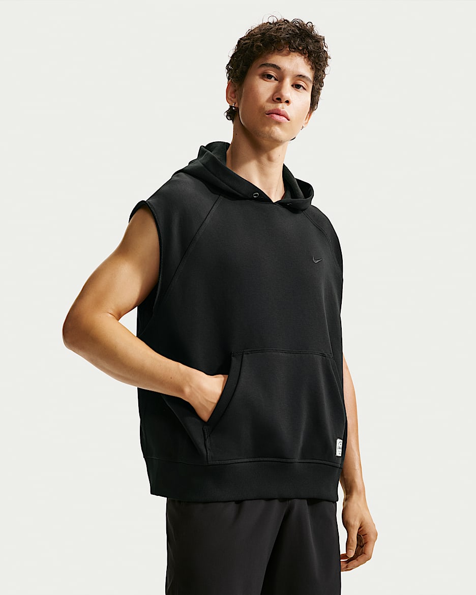 Nike N.A.C. Dri-FIT 男子速干针织无袖训练连帽衫 - 黑/黑