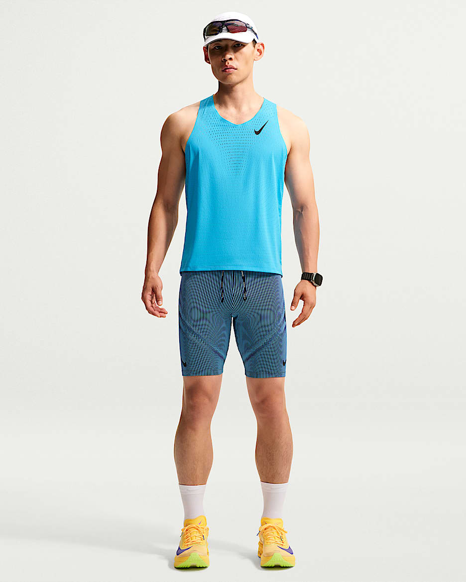 Nike AeroSwift Dri-FIT ADV 男子速干跑步紧身短裤 - 波罗的海蓝/黑/旧宝蓝/黑