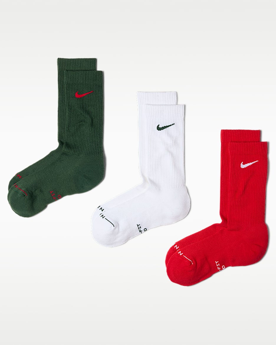 Nike Everyday Elevated 速干中筒运动袜(3 双) - 多色