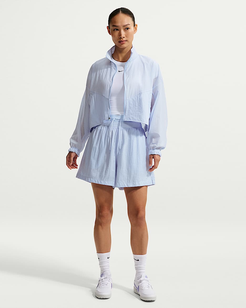 Nike Sportswear 女子宽松高腰轻盈不易撕裂短裤 - 氢蓝/氢蓝