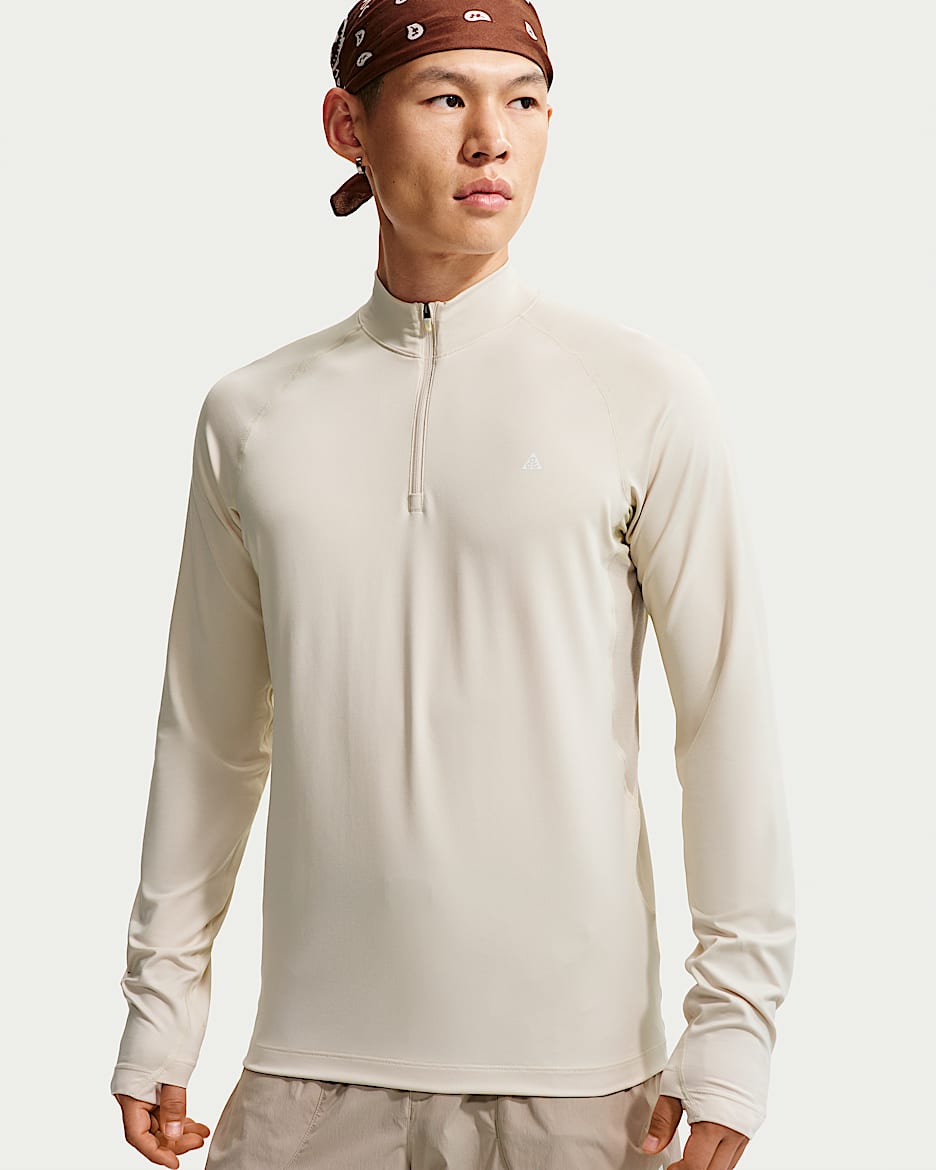 ACG "Wildsee" Dri-FIT 男子 1/4 拉链开襟速干长袖徒步上衣 - 浅土褐/奶白 II/浅深红/山峰白