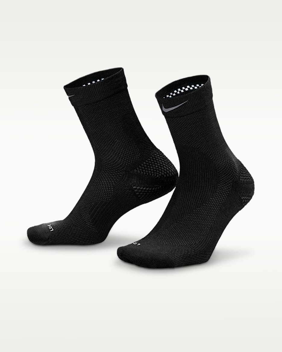 Nike Running Micro Crew 速干运动短袜（1 双） - 黑/暗烟灰/暗烟灰