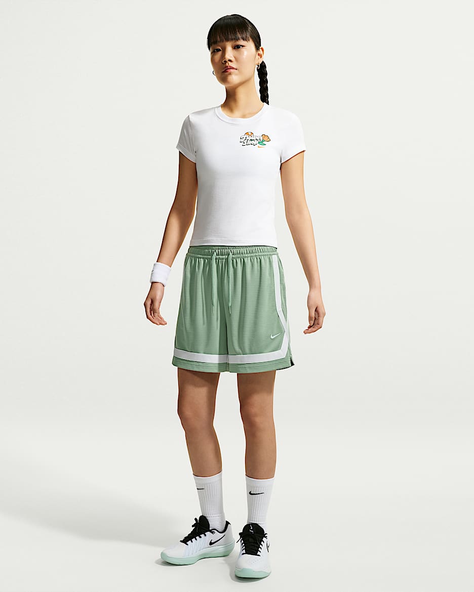 Nike Crossover Dri-FIT 女子速干篮球短裤 - 温和灰绿/白色/白色