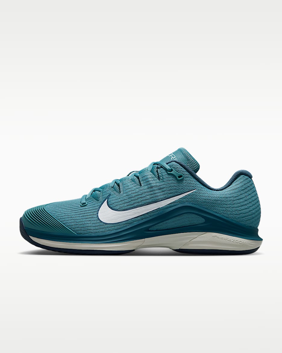Nike Vapor 12 卡洛斯·阿尔卡拉斯同款男子硬地球场网球鞋 - 烟灰蓝/浅骨色/新石板蓝/白色