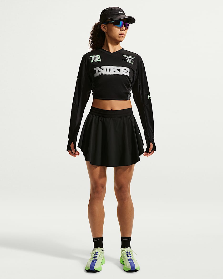 Nike Swift Dri-FIT 女子速干跑步裤裙 - 黑/黑/梦幻绿