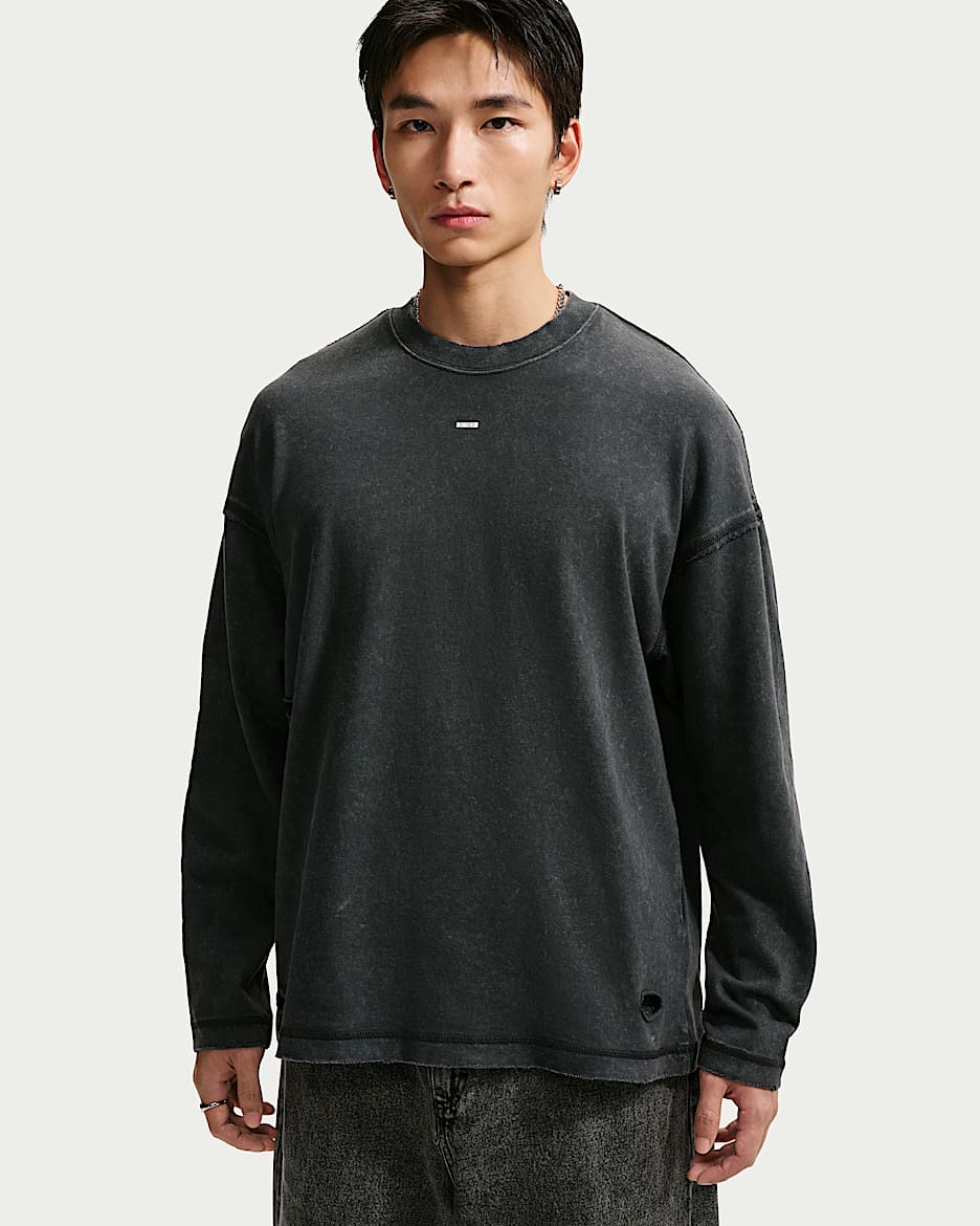 Nike Sportswear 男子宽松长袖上衣 - 黑/暗烟灰/冰银
