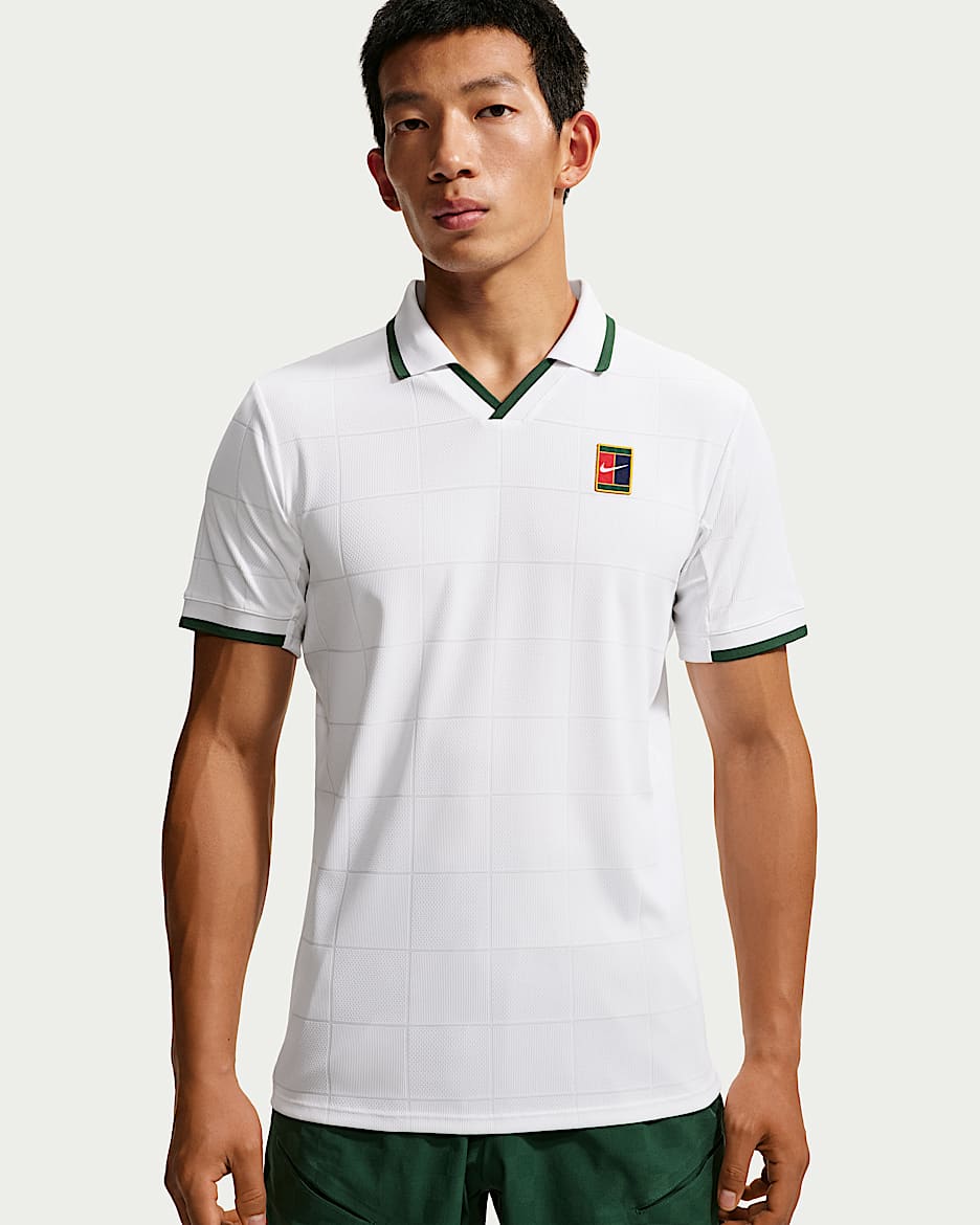 NikeCourt Slam Dri-FIT ADV 扬尼克·辛纳同款男子速干网球翻领T恤 - 白色