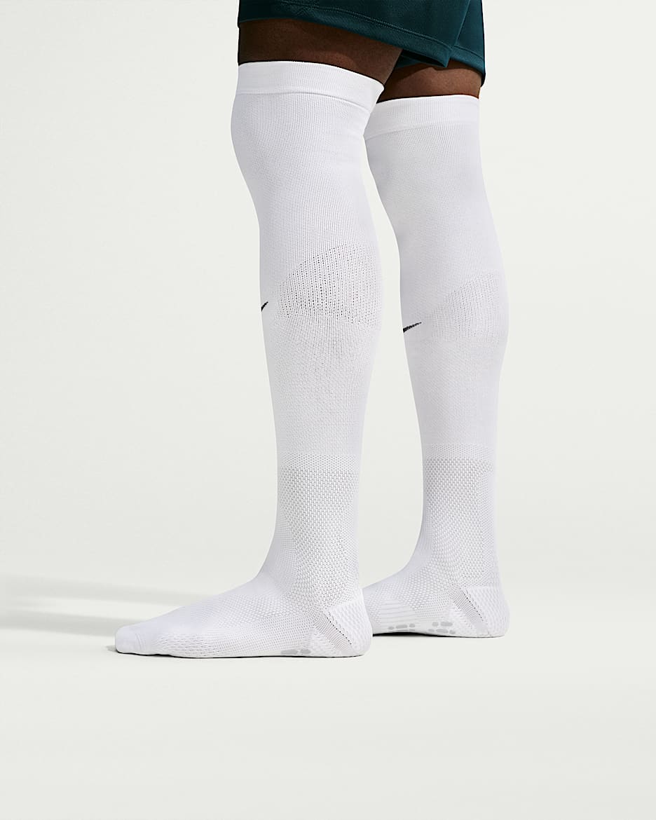 Nike VaporFast 速干高筒足球袜(1 双) - 白色/狼灰/黑/黑