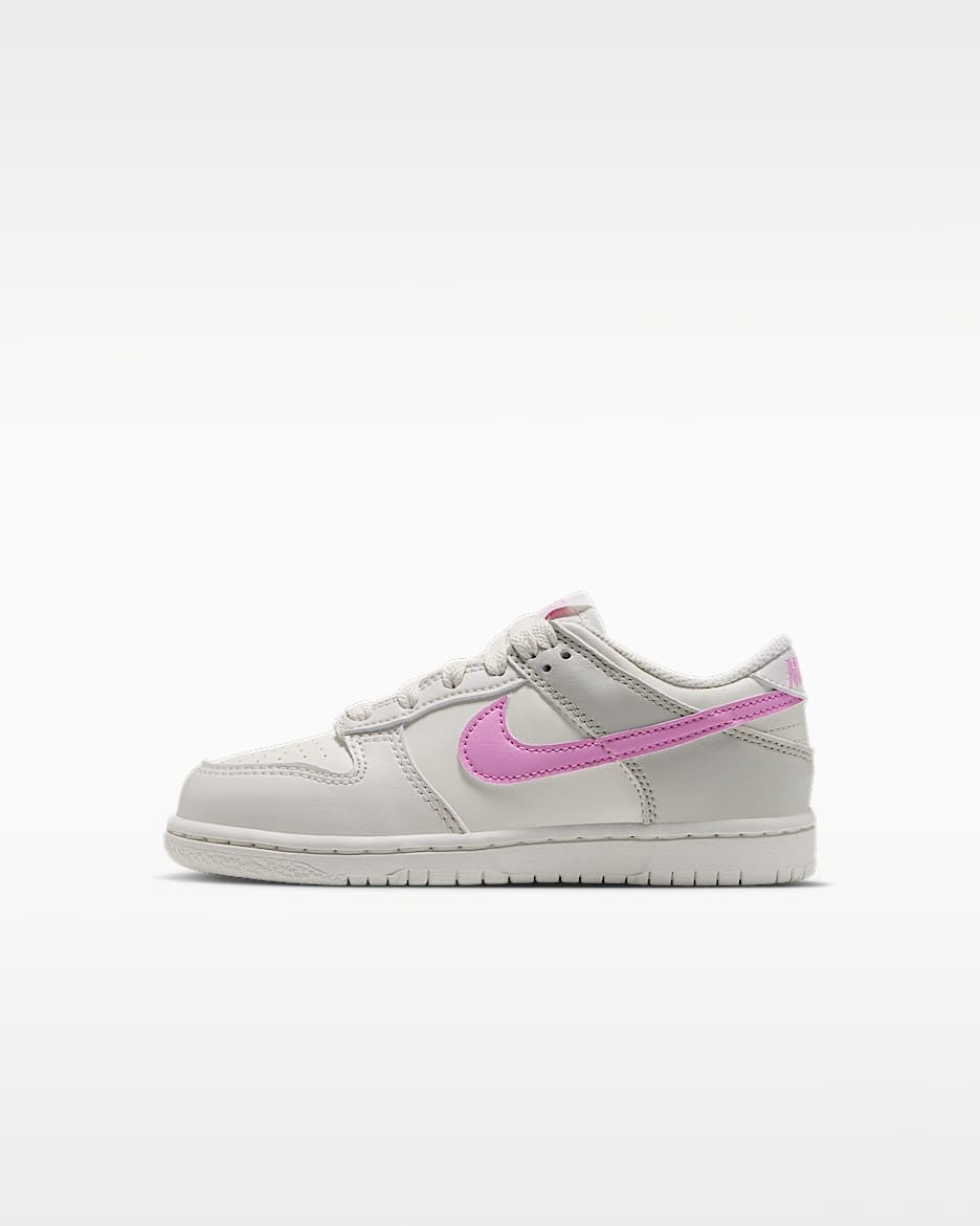 Nike Dunk Low 幼童运动鞋 - 帆白/幻影灰白/浅骨色/上升粉