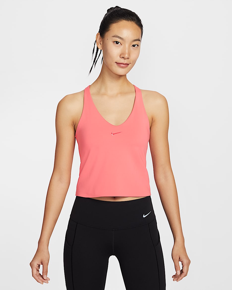 Nike Universa 女子中强度支撑速干衬垫运动内衣式背心 - 珊瑚红/龙虾红/浅熔化红