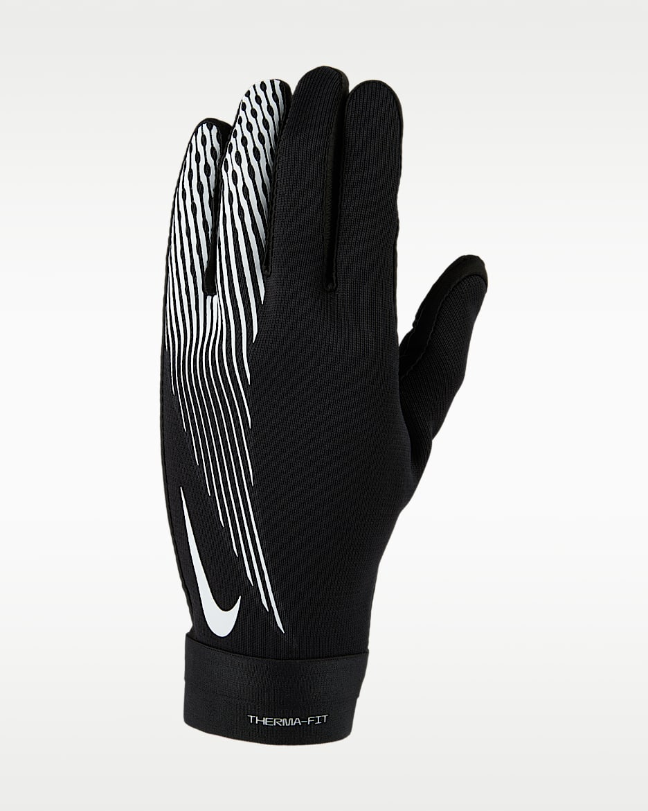 Nike Academy Therma-FIT 加绒足球手套(1 副) - 黑/黑/白色
