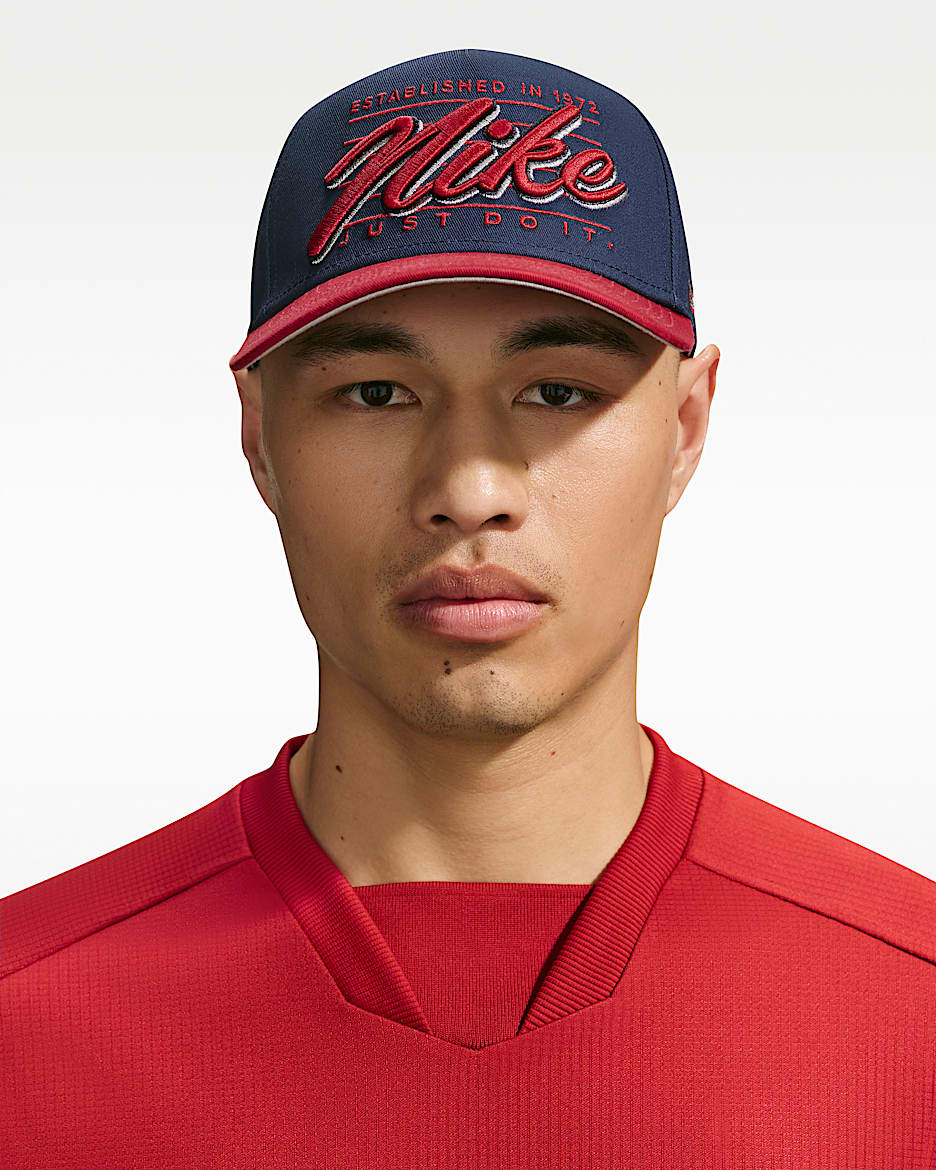 Nike Rise 半硬顶运动帽 - 深藏青/深红/浅烟灰/金属银