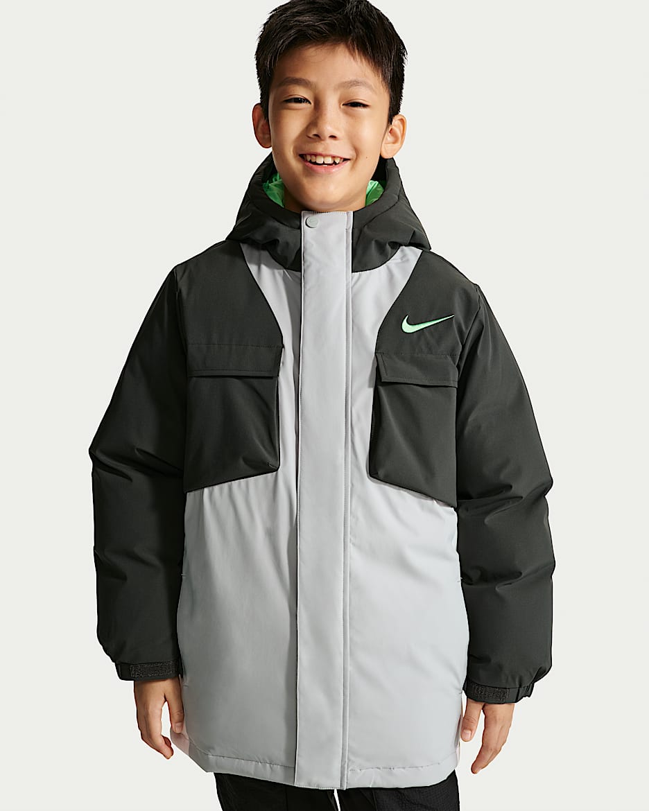 Nike 大童中长款拒水保暖夹克 - 暗烟灰