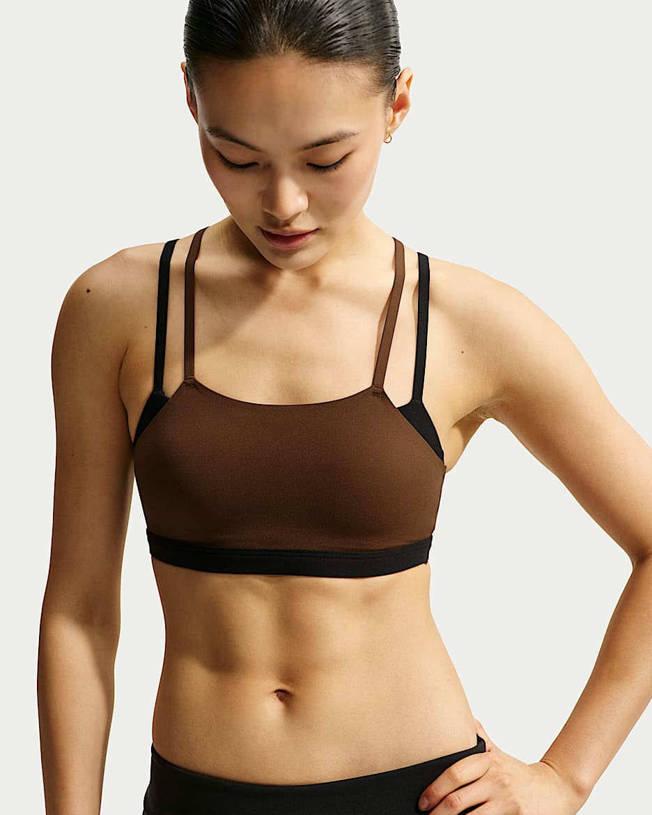 Nike Zenvy 女子速干低强度支撑胸垫运动内衣 - 惊喜可可色/黑/白色
