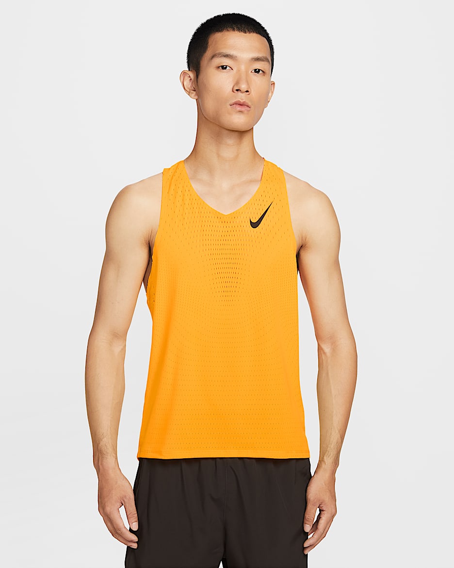 Nike AeroSwift Dri-FIT ADV 男子速干跑步背心 - 激光橙/黑