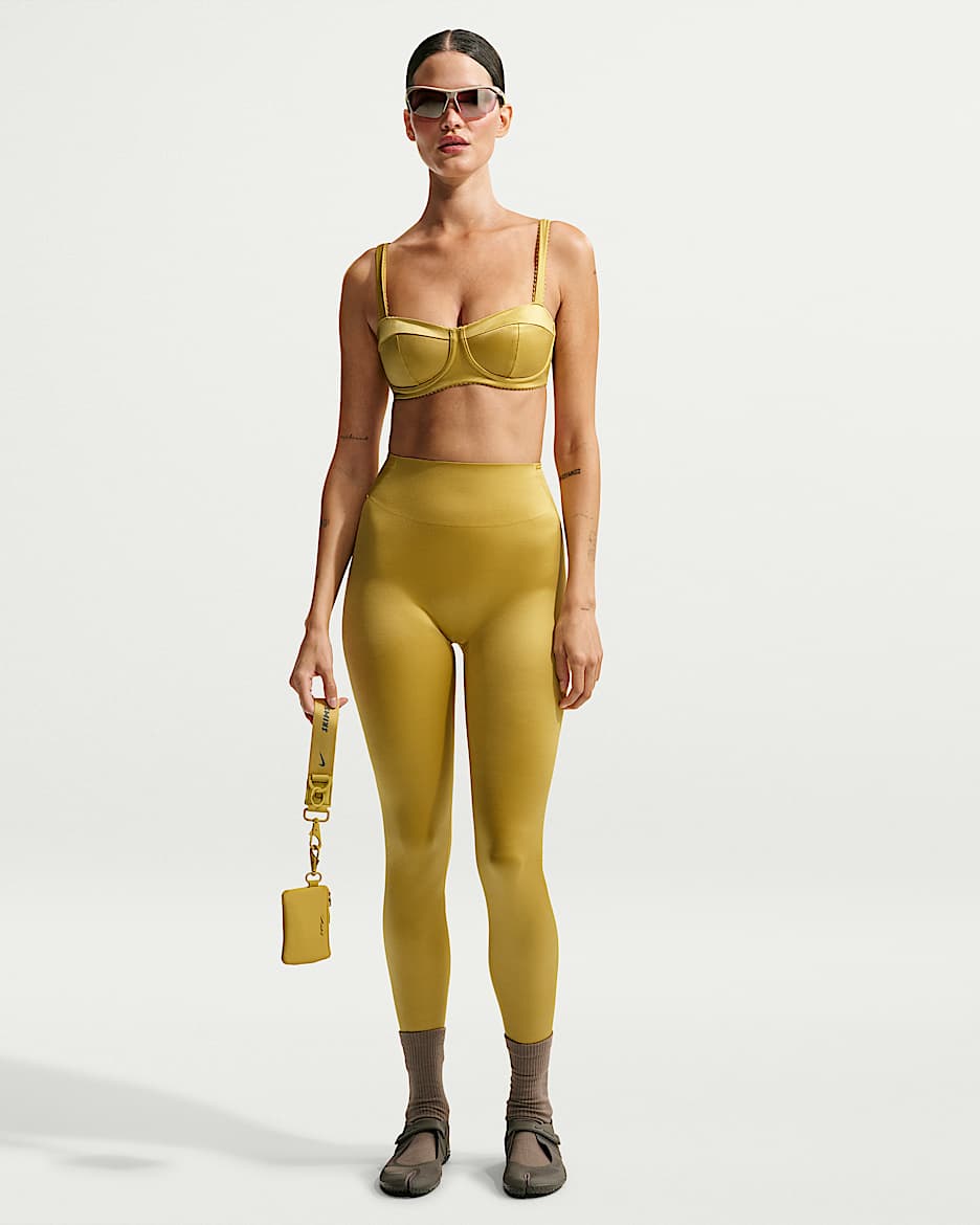 NikeSKIMS Satin Shine 女子速干粘合高腰紧身裤 - NSKM Citrine