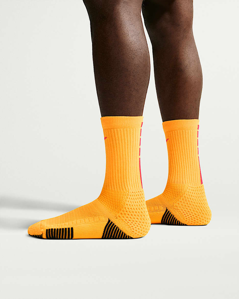 Nike Elite 2.0 舒适速干中筒运动袜(1 双) - 激光橙/狼灰/黑/亮深红