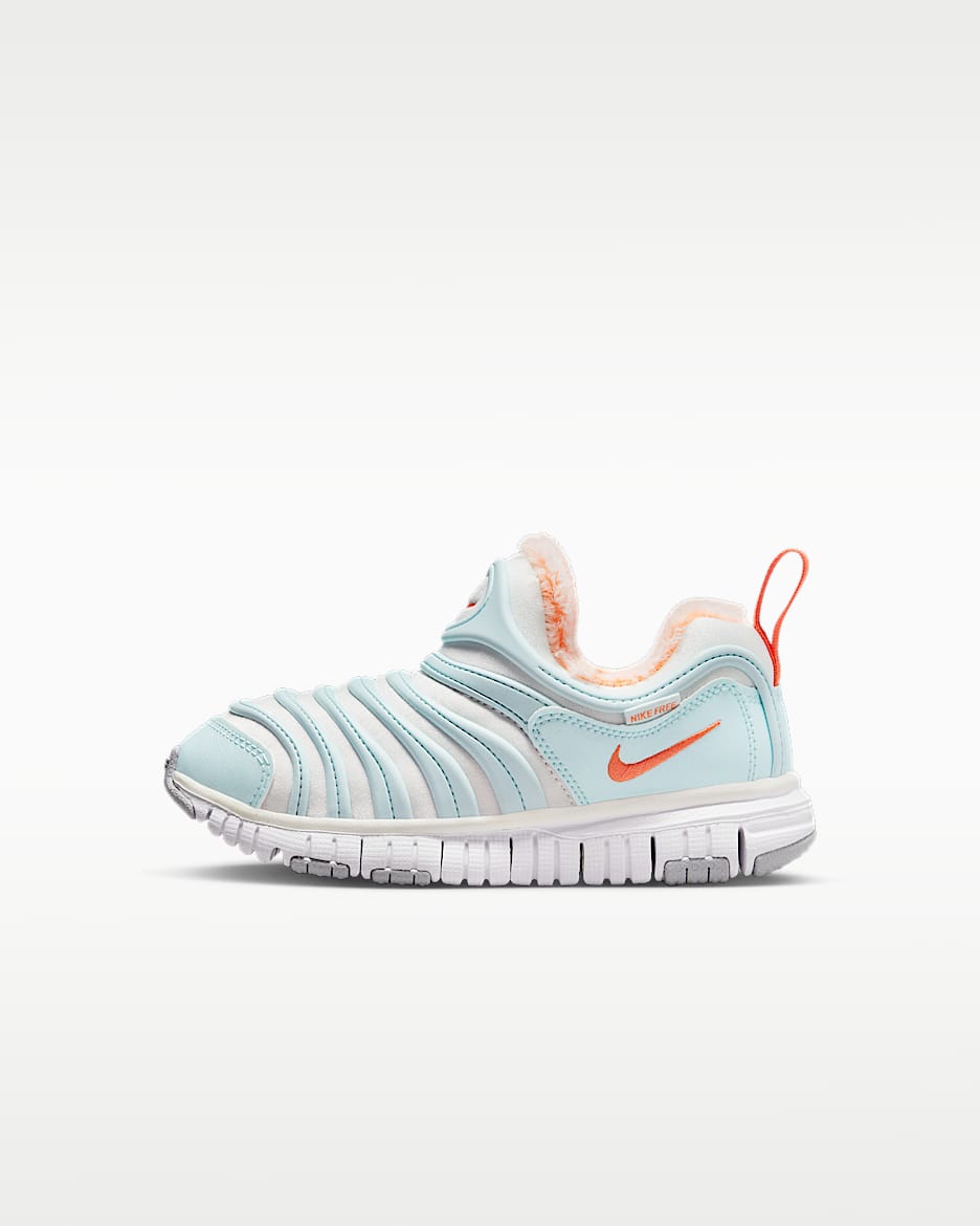 Nike Dynamo Free SE 耐克毛毛虫幼童易穿脱毛绒运动鞋 - 山峰白/白色/冰川蓝/迷幻橙