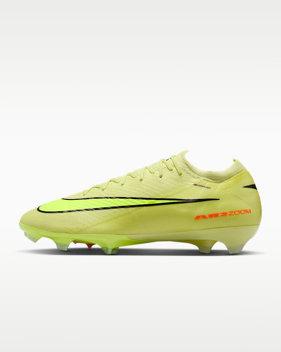 Nike Mercurial Vapor 16 Elite 耐克刺客系列 FG 天然硬质草地低帮足球鞋 - 亮石灰色/橙红/荧光黄