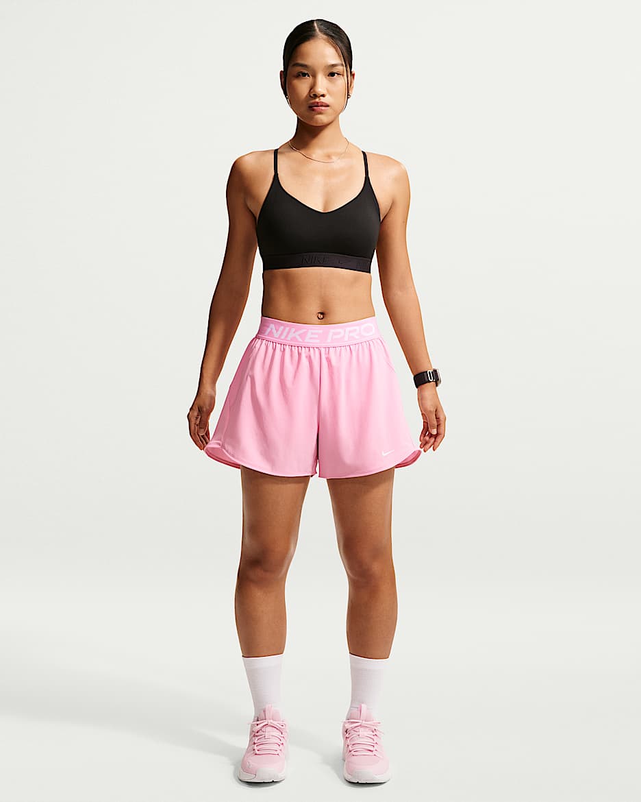Nike Pro 女子速干二合一训练短裤 - 上升粉/白色