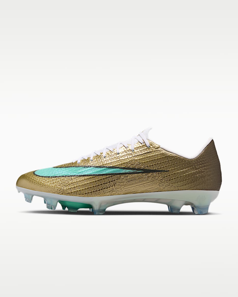 Nike Mercurial Superfly 11 Elite "Kylian Mbappé" 耐克刺客系列姆巴佩男/女 FG 天然硬质草地低帮足球鞋 - 金属色/光辉绿