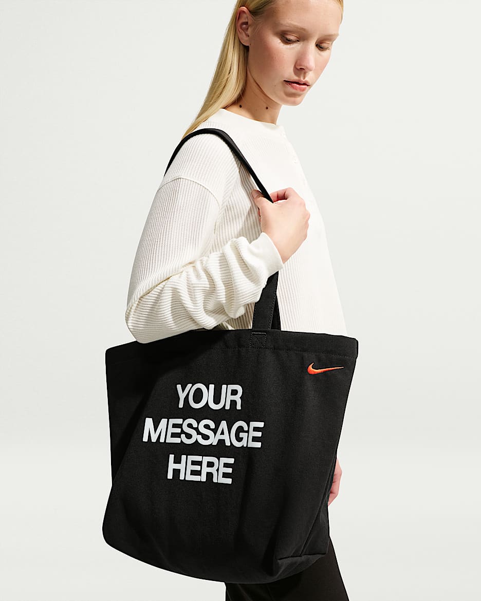 Nike Heritage "Your Message Here" 托特包 - 黑/白色/安全橙
