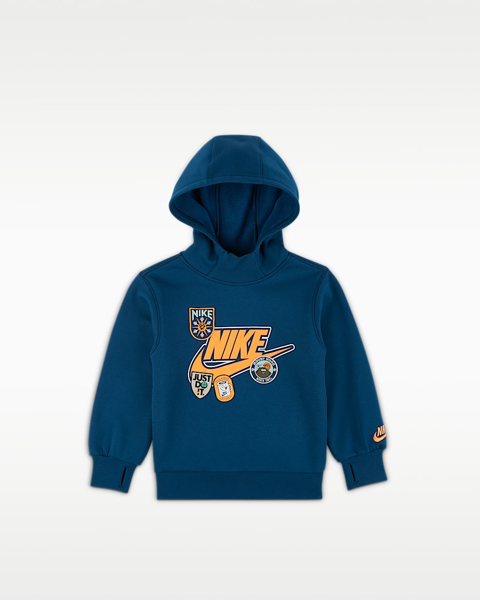 Nike 幼童加绒套头连帽衫 - 力量蓝 (活力蓝)