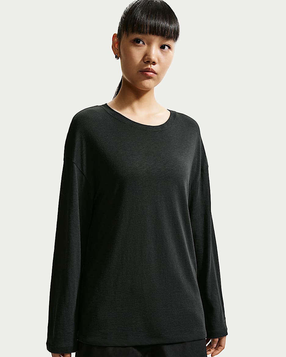 Nike Sportswear 女子 Oversize 风长袖上衣 - 黑/黑