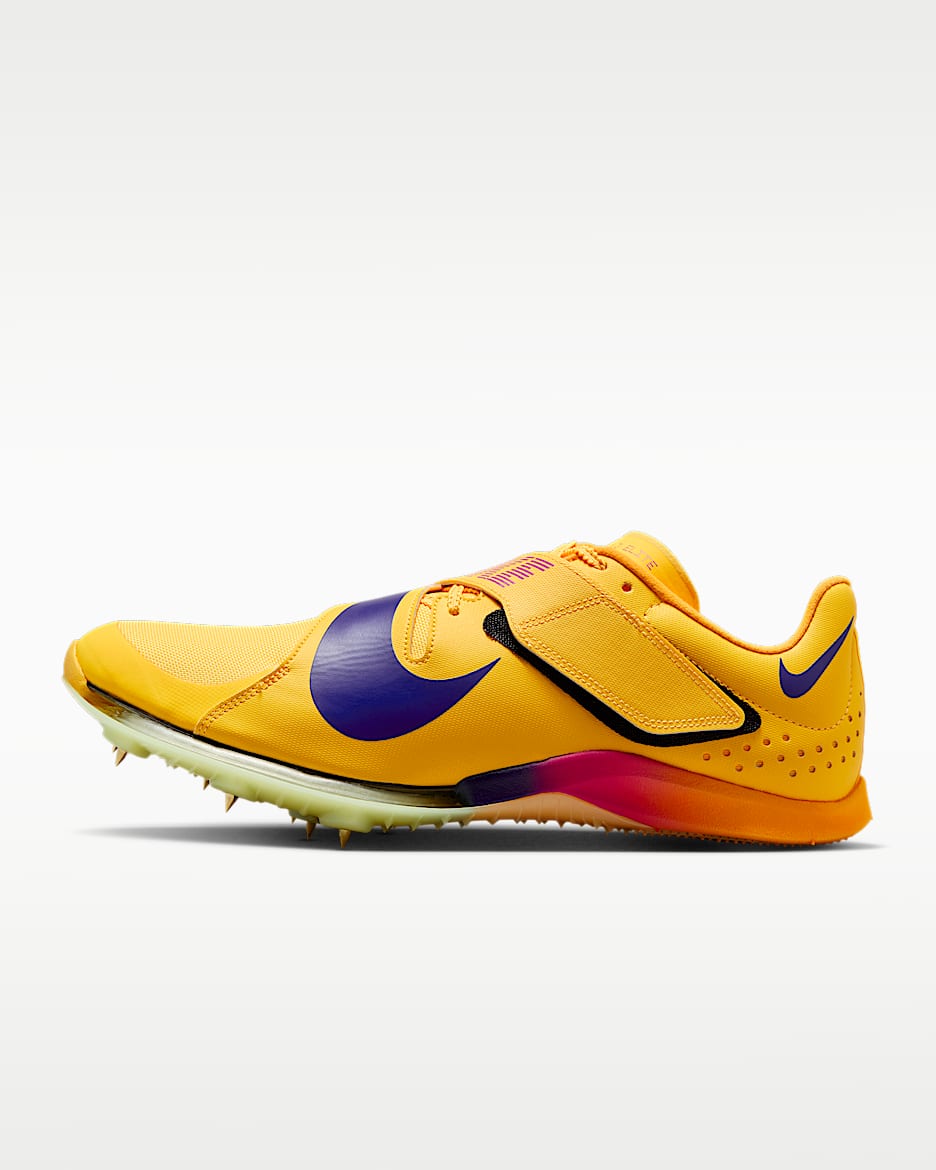 Nike Long Jump Elite 男子田径跳远钉鞋 - 脉冲柠檬黄绿/荧光冰黄/明亮紫/耀眼靛紫