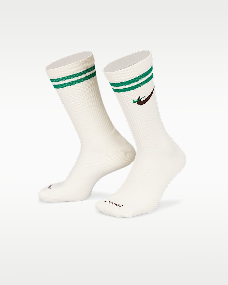 Nike Everyday Plus Force 舒适速干中筒运动袜 （1 双） - 帆白/孔雀绿/黑