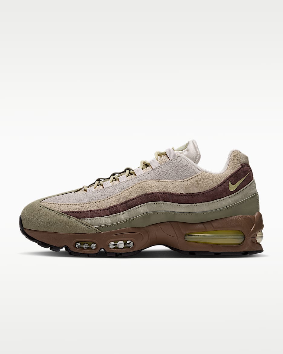 Nike Air Max 95 Big Bubble 男子运动鞋 - 幻影灰白/暗褐/灰橄榄绿色/黄绿