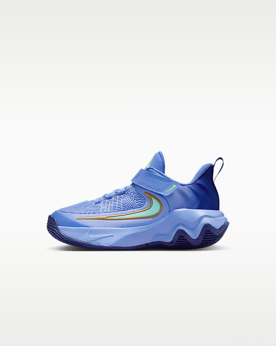 Giannis Immortality 4 耐克字母哥幼童运动鞋 - 脉冲宝石蓝/深宝蓝/荧光黄/宝石绿