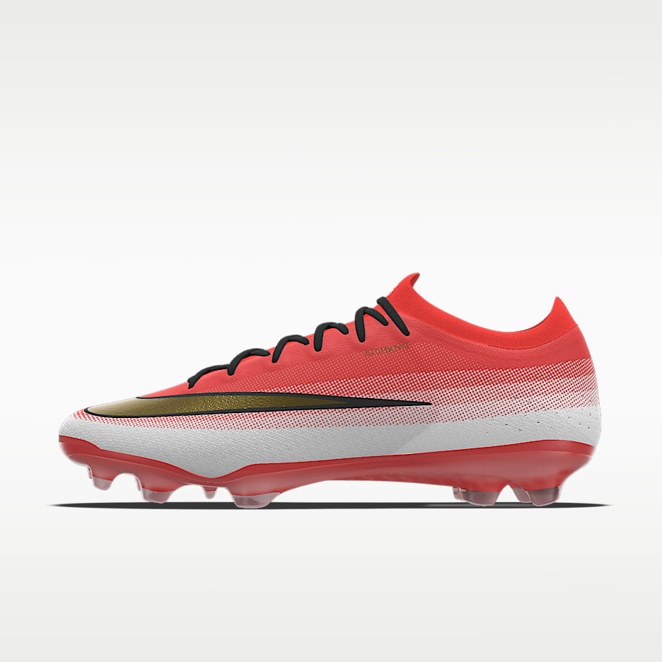 Nike Mercurial Vapor 17 Elite By You 专属定制 FG 天然硬质草地低帮足球鞋 - 亮深红/白色