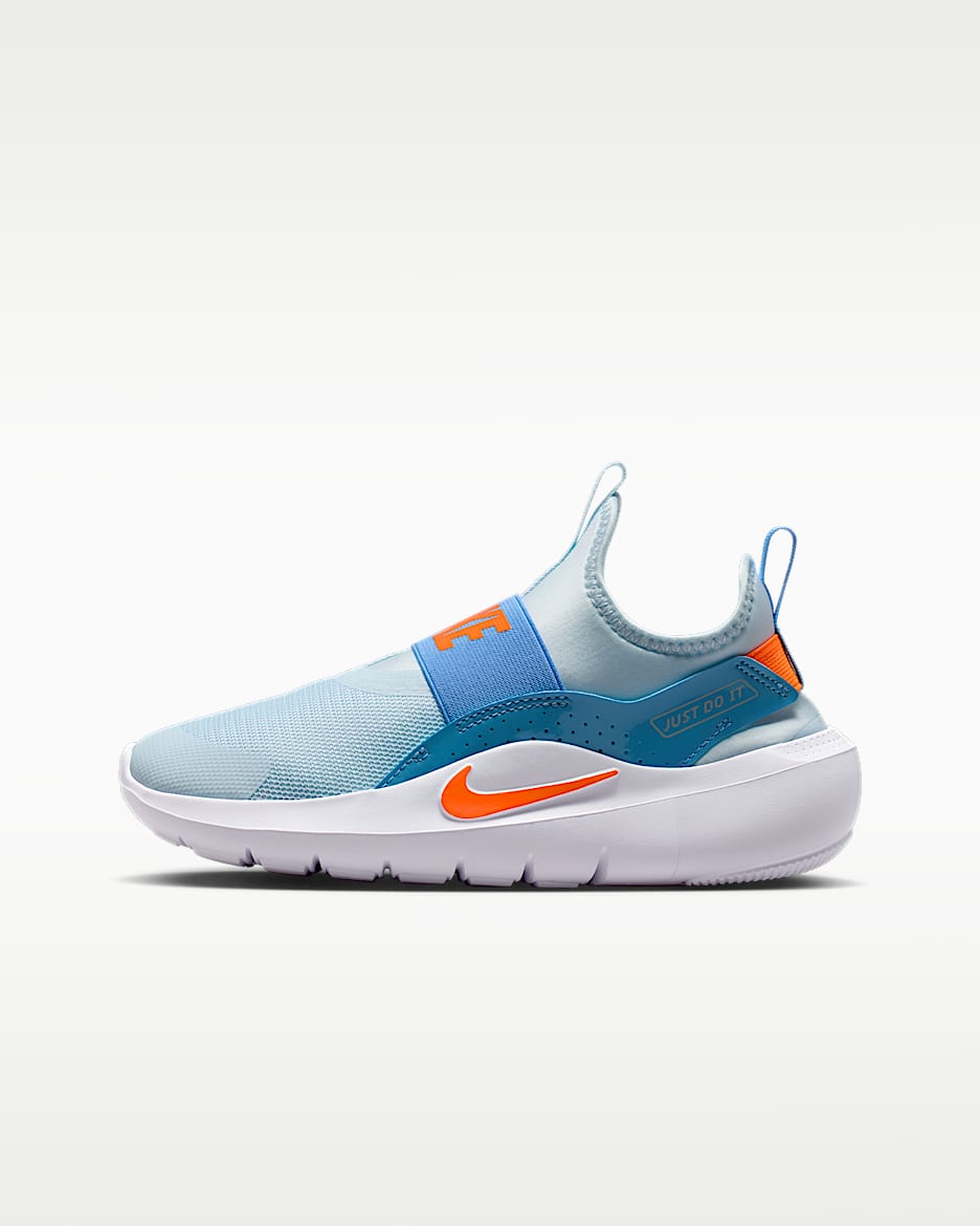 Nike Flex Runner 4 大童一脚蹬跑步鞋 - 冰川蓝/足球蓝/尘光子色/荷兰橙