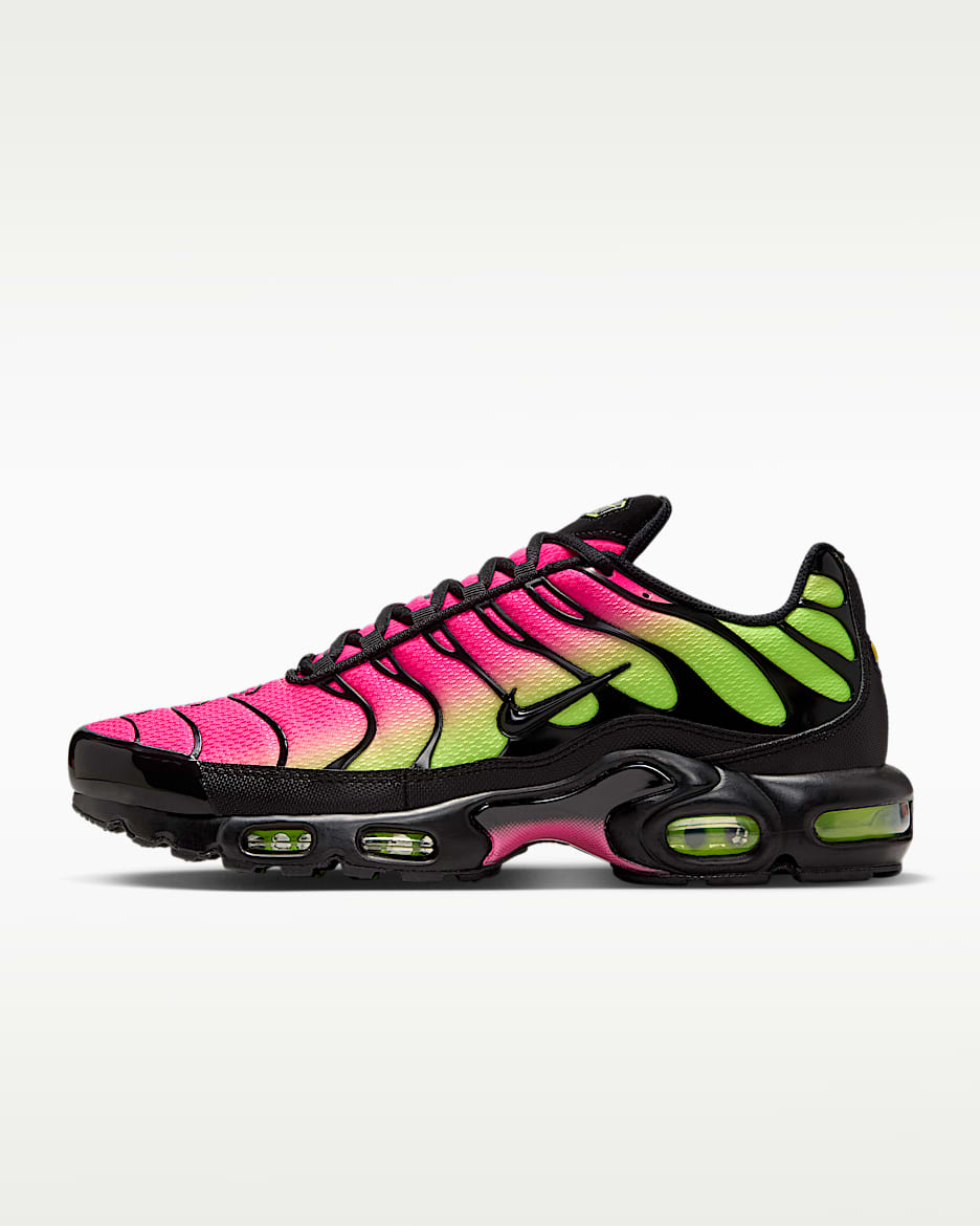 Nike Air Max Plus 男子运动鞋 - 黑/透明粉/荧光黄/黑