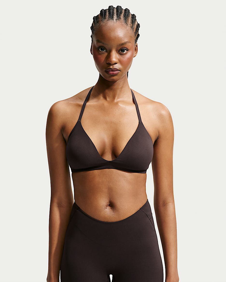 NikeSKIMS Studio Stretch 女子速干三角式运动内衣 - NSKM Dark Roast/NSKM Dark Roast