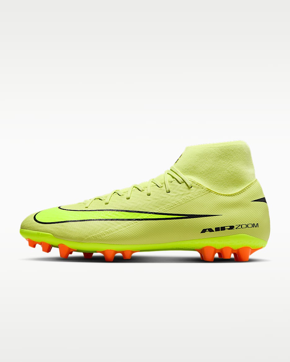 Nike Mercurial Superfly 10 Academy 耐克刺客系列 AG 人造草地高帮足球鞋 - 亮石灰色/橙红/荧光黄