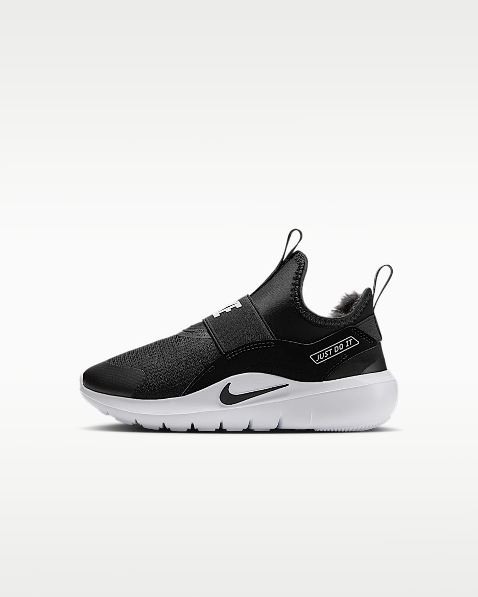 Nike Flex Runner 4 Warm 幼童一脚蹬运动鞋 - 黑/白色/暗烟灰