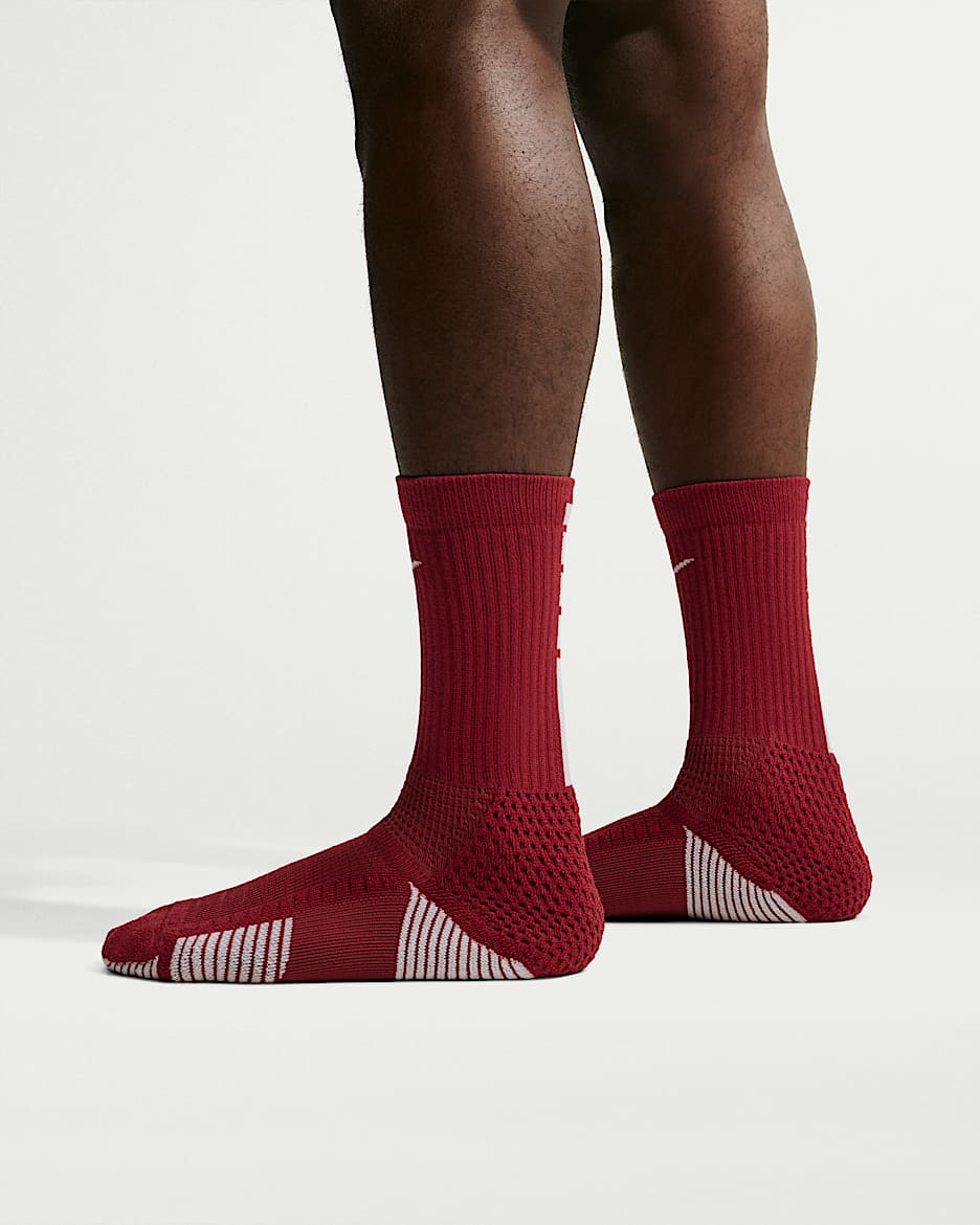 Nike Elite 2.0 舒适速干中筒运动袜(1 双) - 深队红/白色/白色