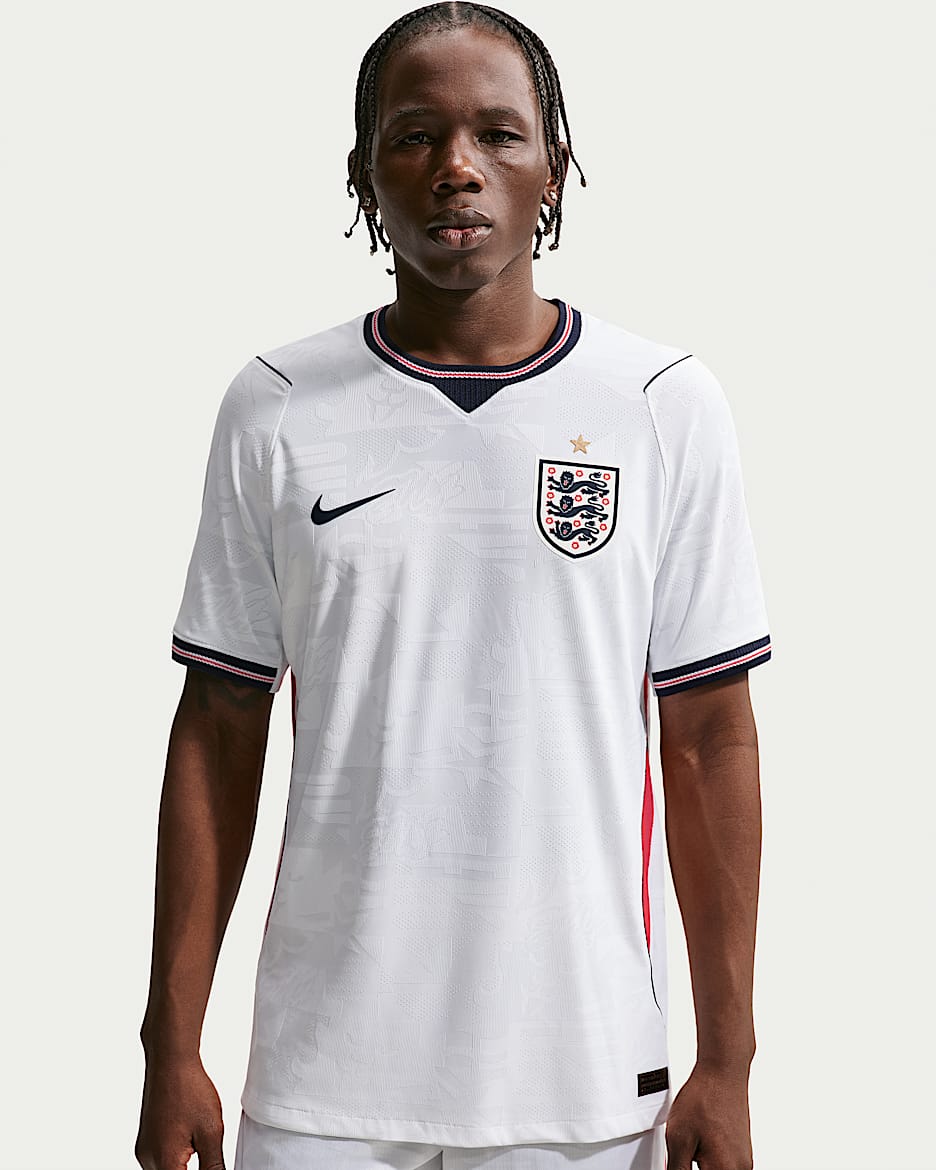 2026 赛季英格兰队主场球员版 Nike Aero-FIT 男子短袖足球球衣 - 白色/速度红/黑曜石色/黑曜石色