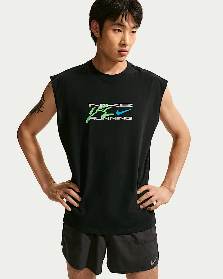 Nike Dri-FIT 男子速干无袖跑步T恤 - 黑