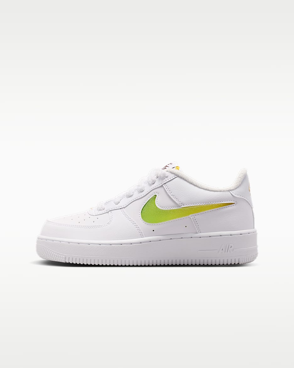 Nike Air Force 1 大童空军一号运动鞋 - 白色/白色/岩浆橙/多色