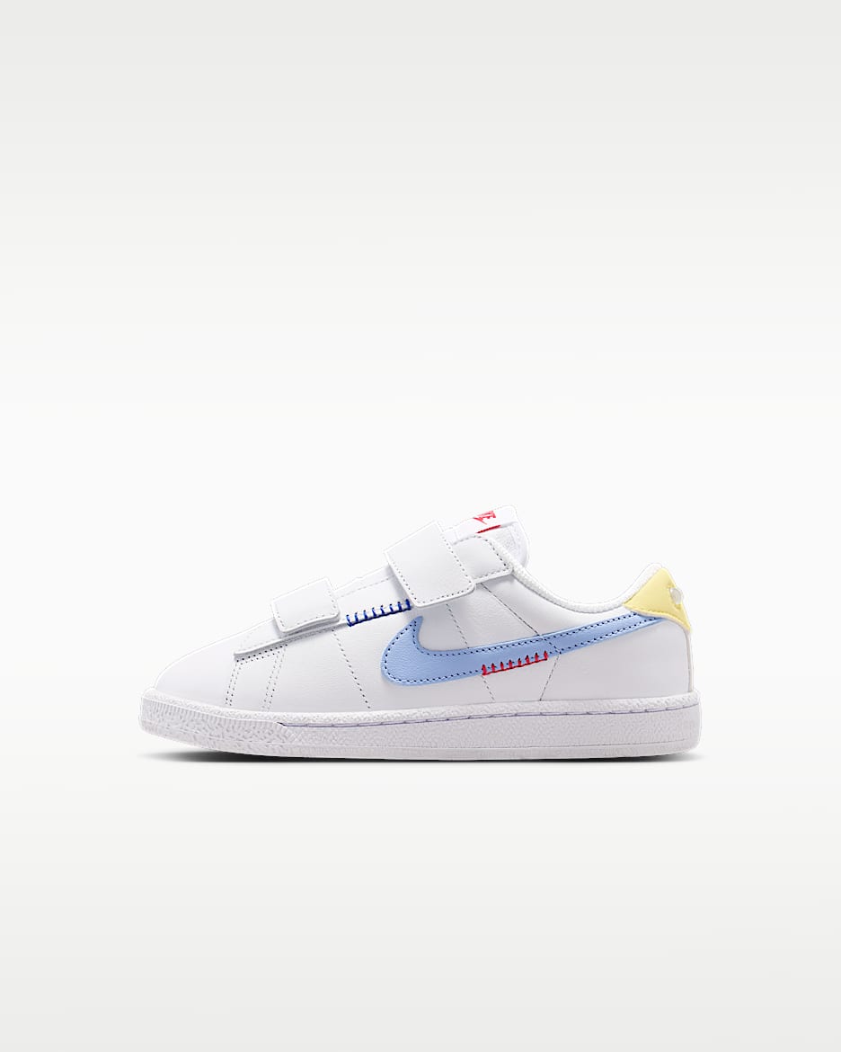 Nike Tennis Classic 幼童运动鞋 - 白色/黄绿/热带粉/铝蓝